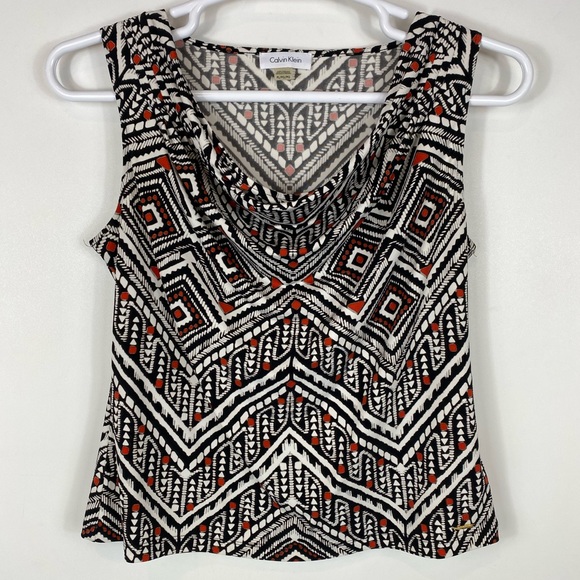 Calvin Klein sleeveless blouse Petite Large Aztec print - Picture 1 of 4